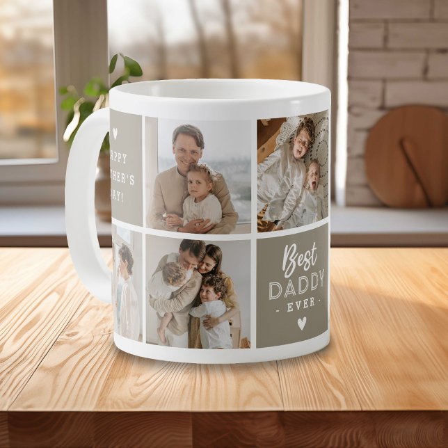 'Best Daddy Ever' Message Custom 7 Photo Collage Coffee Mug (Creator Uploaded)