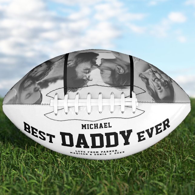 BEST DADDY EVER Modern Cool Black and White American Football (Creator Uploaded)