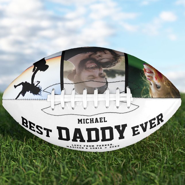 BEST DADDY EVER Modern Cool Colour Photo Collage American Football (Creator Uploaded)