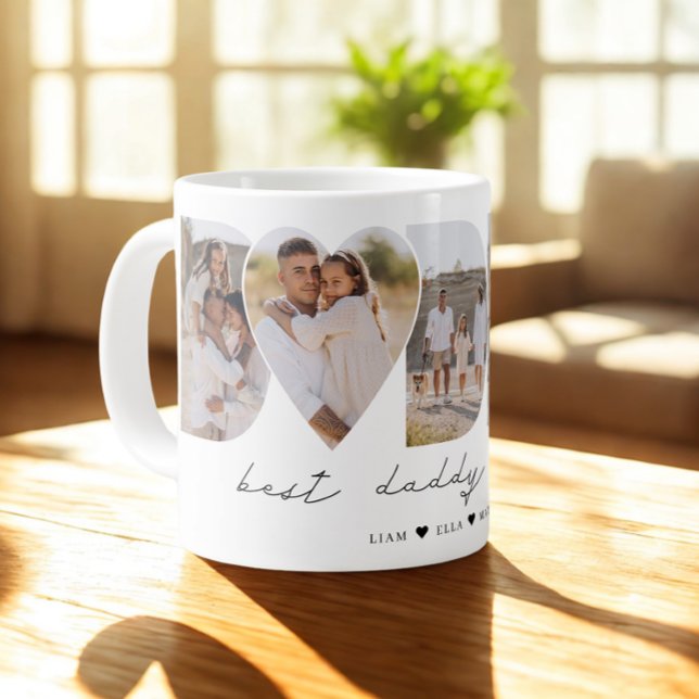 Best Daddy Ever Modern Photo Collage Father's Day Large Coffee Mug (Creator Uploaded)