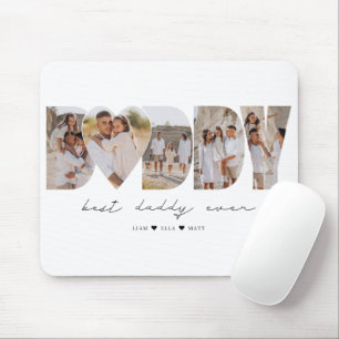 Best Daddy Ever Modern Photo Collage Father's Day Mouse Mat