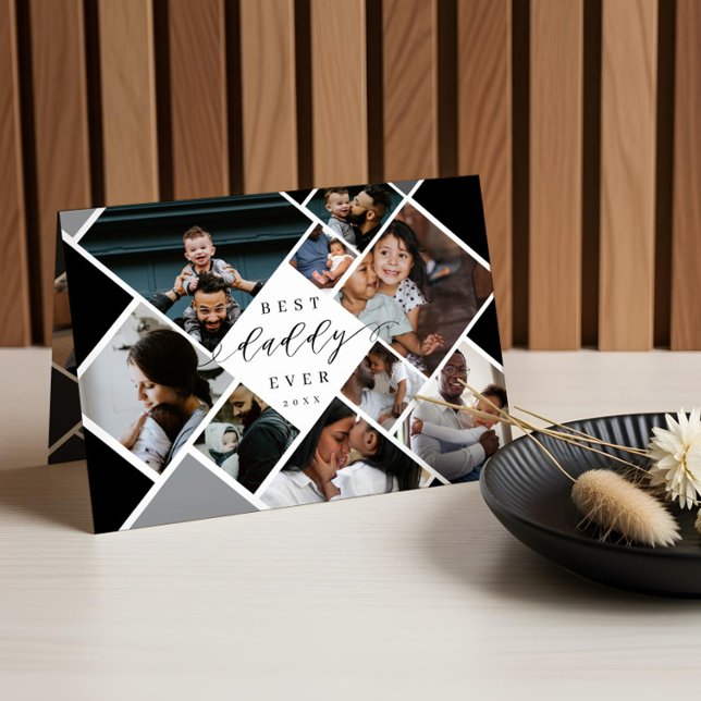 Best Daddy Ever Modern Photo Collage Personalised Card (Best Daddy Ever Modern Photo Collage Personalized Card)