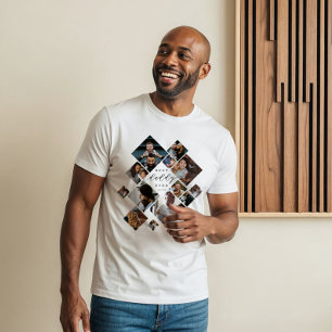 Best Daddy Ever Modern Photo Collage Personalized Tri-Blend Shirt