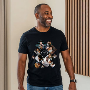 Best Daddy Ever Modern Photo Collage Personalized Tri-Blend Shirt