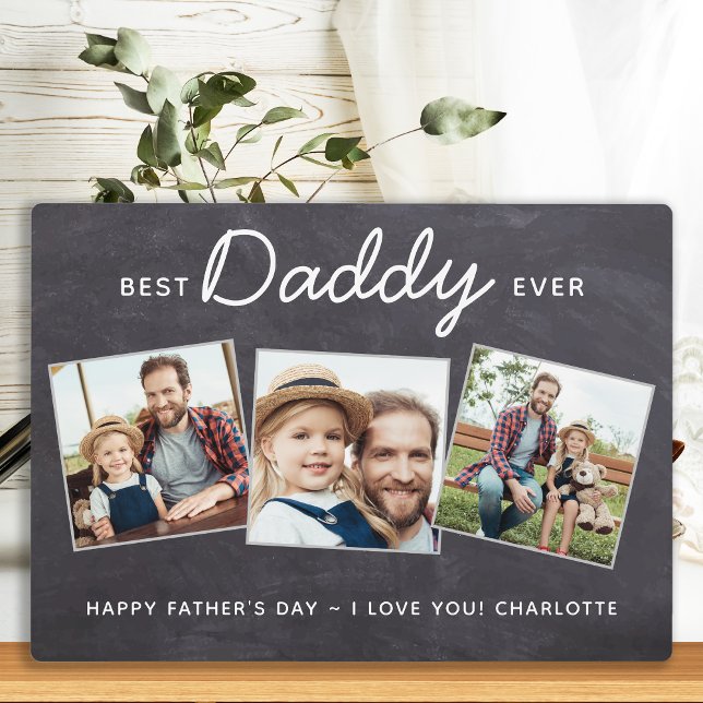 Best DADDY Ever Personalised 3 Photo Father's Day Plaque (Creator Uploaded)