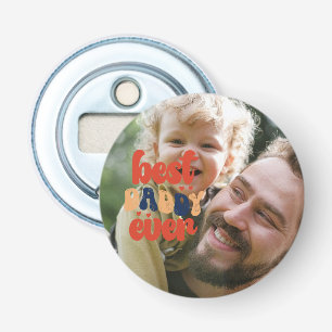 Best Daddy Ever Retro Personalised Photo Bottle Opener