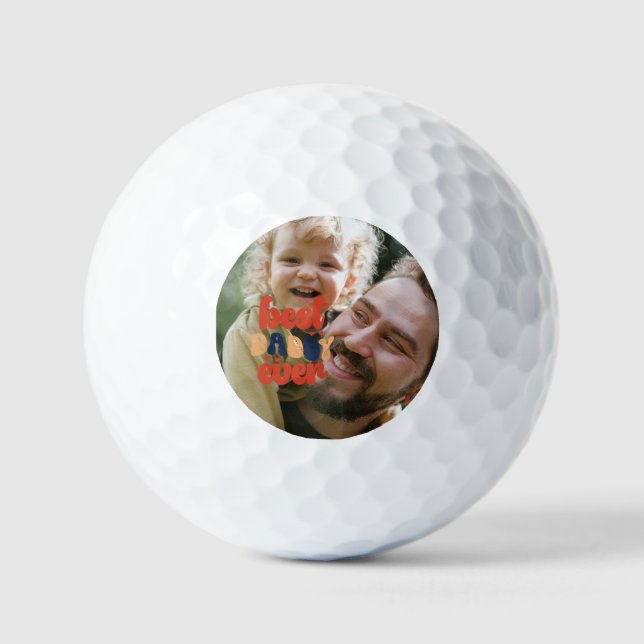 Best Daddy Ever Retro Personalised Photo    Golf Balls (Front)