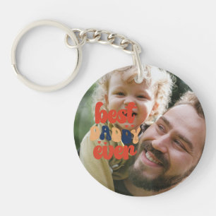 Best Daddy Ever Retro Personalised Photo Key Ring