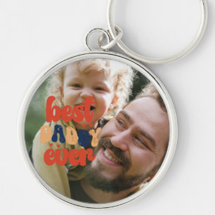 Best Daddy Ever Retro Personalised Photo Key Ring