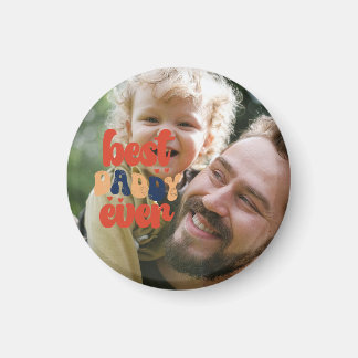 Best Daddy Ever Retro Personalised Photo Magnet
