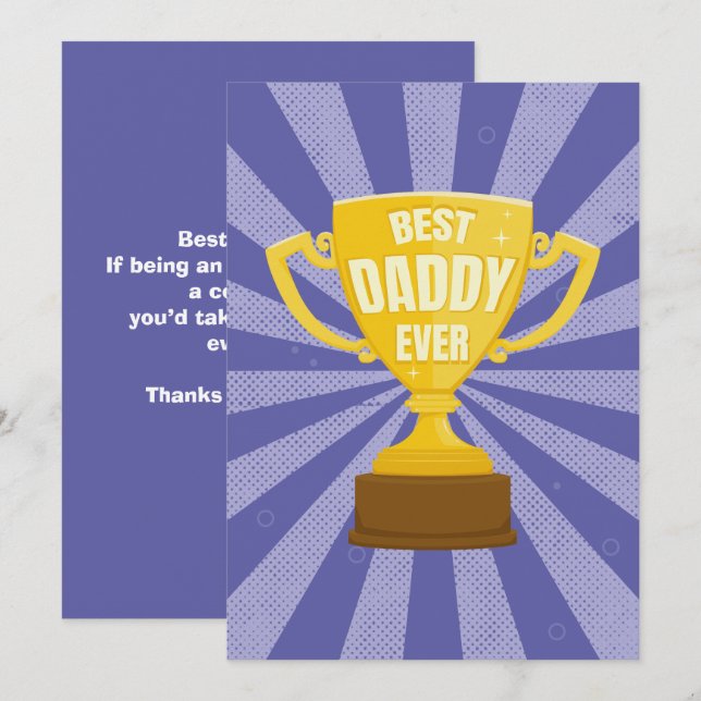 Best Daddy Ever Retro Trophy Cup Father's Day Holiday Card (Front/Back)