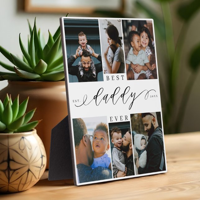 Best Daddy Ever Script Fathers Day Photo Collage Plaque (Best Daddy Ever Script Fathers Day Photo Collage Plaque)