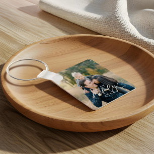 Best Daddy Ever Script Father's Day Photo Keepsake Key Ring