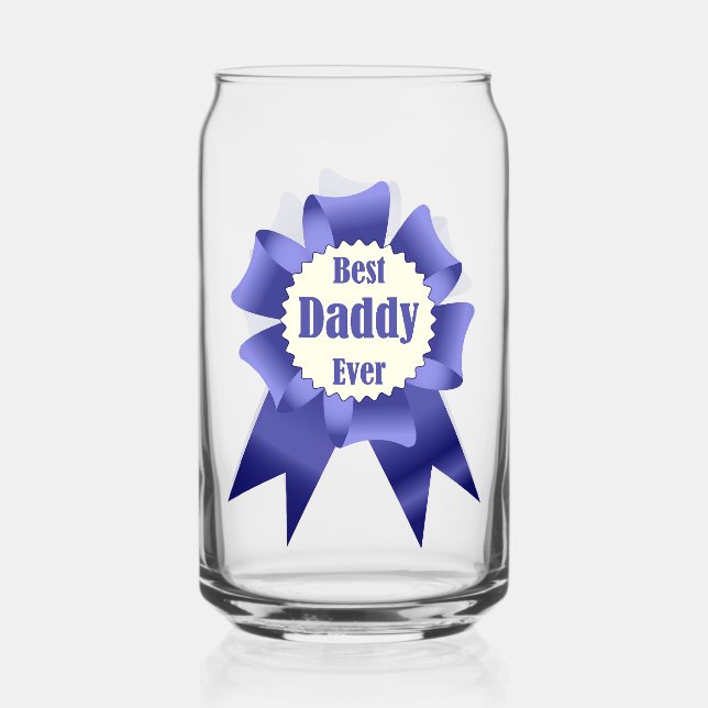 Best Daddy Ever winner award ribbon for Father Can Glass (Front)