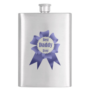 Best Daddy Ever winner award ribbon for Father Hip Flask