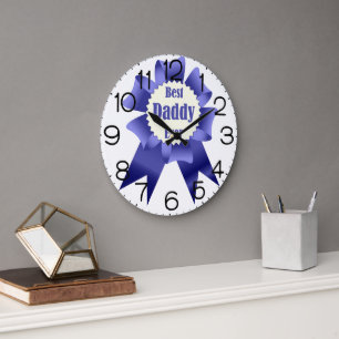 Best Daddy Ever winner award ribbon for Father Large Clock