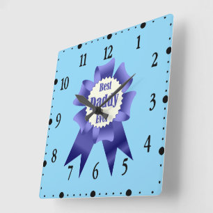 Best Daddy Ever winner award ribbon for Father Square Wall Clock