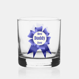 Best Daddy Ever winner award ribbon for Father Whiskey Glass
