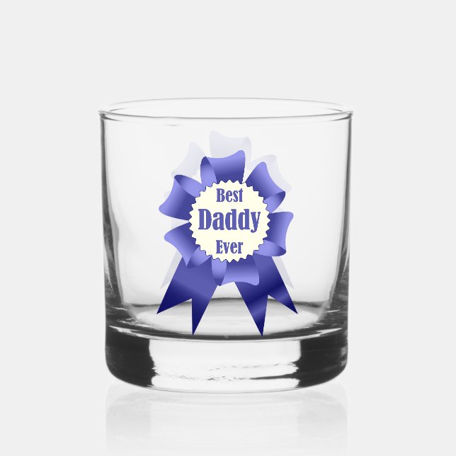 Best Daddy Ever winner award ribbon for Father Whiskey Glass (Back)