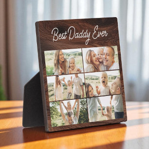 Best Daddy Ever Wood Father's Day 6 Photo Collage Plaque