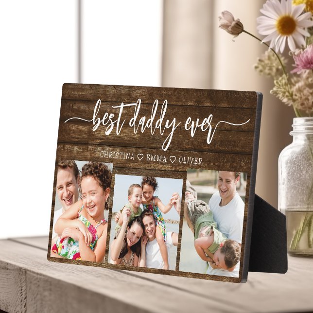 Best Daddy Ever Wood Father's Day Photo Collage Plaque (Creator Uploaded)