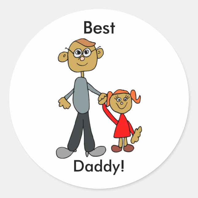 Best Daddy Father's Day Father Daughter Cartoon Classic Round Sticker (Front)