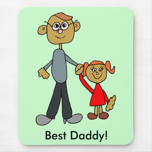 Best Daddy Father's Day Father Daughter Cartoon Mouse Mat (Front)