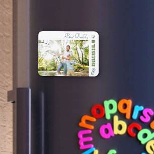 Best Daddy in the Universe - Blue & Green Photo Magnet