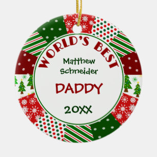BEST DADDY or Any Name Christmas gift Ceramic Tree Decoration