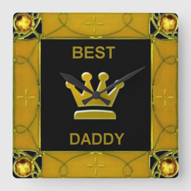 Best Daddy Square Wall Clock (Front)