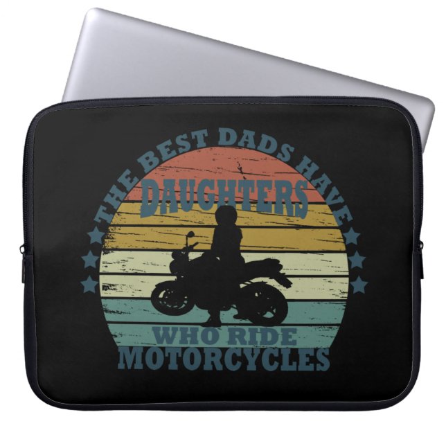Best dads daughter ride motorcycle laptop sleeve (Front)