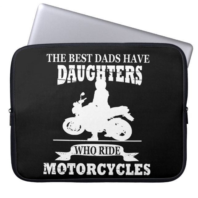 Best dads daughter ride motorcycle laptop sleeve (Front)
