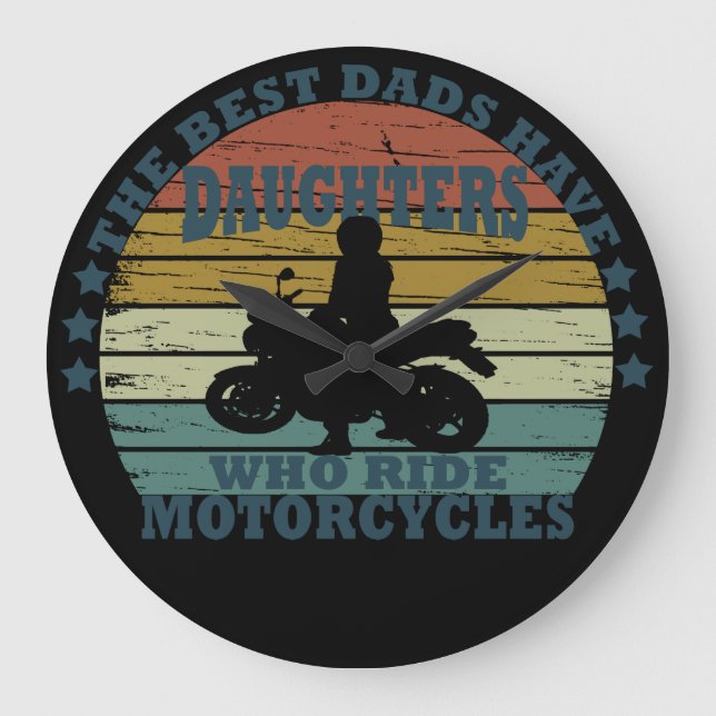 best dads daughter ride motorcycle large clock (Front)