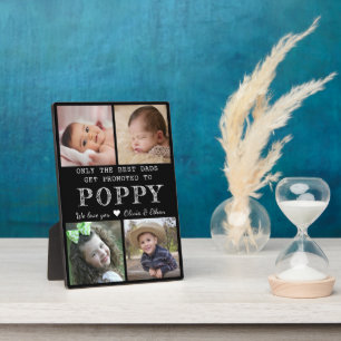 Best Dads Get Promoted To Poppy 4 Photo Collage Plaque