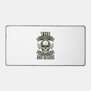 Best Dads Have Tattoos and Beards Skull Shirt_1 Desk Mat