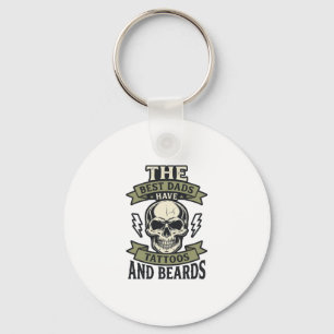 Best Dads Have Tattoos and Beards Skull Shirt_1 Key Ring