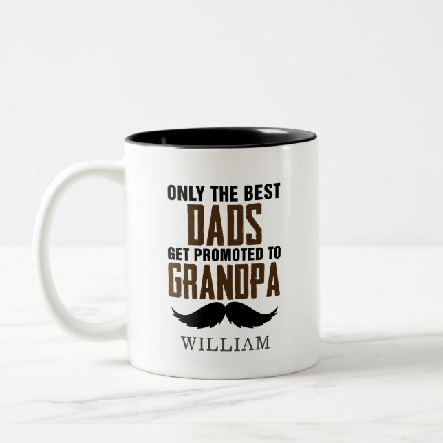 Best Dads To Grandpa New Baby Announcement Custom Two-Tone Coffee Mug (Left)