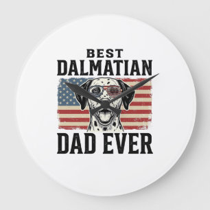 Best Dalmatian Dad Ever Patriotic Dog Shirt Design Large Clock