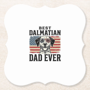 Best Dalmatian Dad Ever Patriotic Dog Shirt Design Paper Coaster