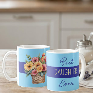 Best daughter ever gerbera flowers blue coffee mug