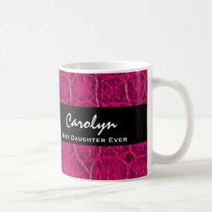 Best DAUGHTER Ever Hot Pink Alligator Print Gift Coffee Mug