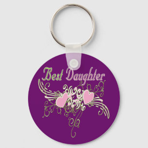 Best Daughter Swirling Hearts Key Ring