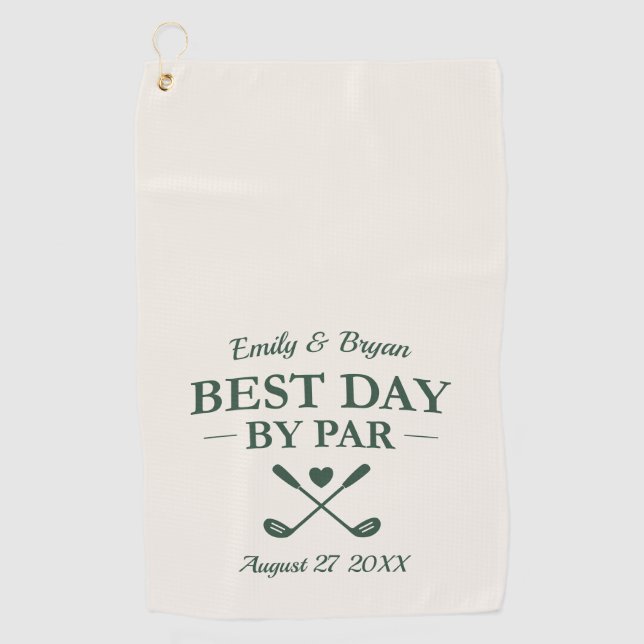 Best Day by Par Personalised Wedding Golf Towel (Front)