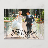 Best Day Ever Brush Script Wedding Thank You B