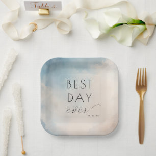 Best Day Ever Cheerful Watercolor Paper Plate