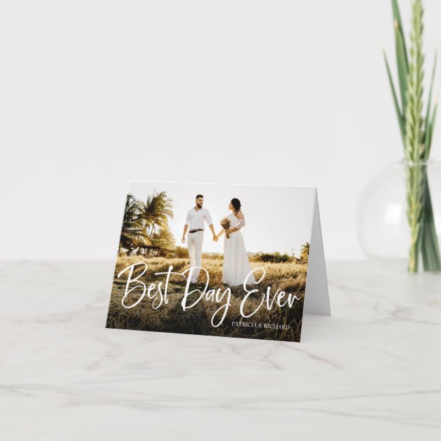 Best Day Ever Cute Wedding Thank You Photo Card (Front)