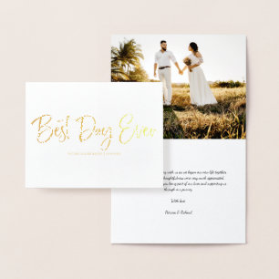 Best Day Ever Cute Wedding Thank You Photo Foil Card