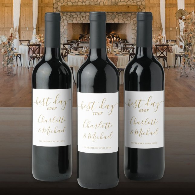 Best Day Ever Elegant Chic Gold Script Wedding Wine Label (Best Day Ever Elegant Chic Gold Script Wedding Wine Label
)