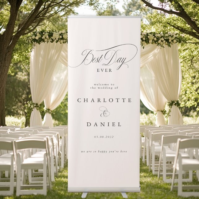 BEST DAY EVER!  Elegant, Wedding Banner (BEST DAY EVER! Elegant, Beige Wedding Banner with your names, date, text. Elegant, modern, minimal.)