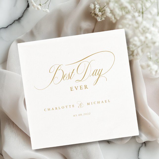 BEST DAY EVER!  Elegant, Wedding Napkin (BEST DAY EVER! Elegant, modern, minimal Wedding Napkins)